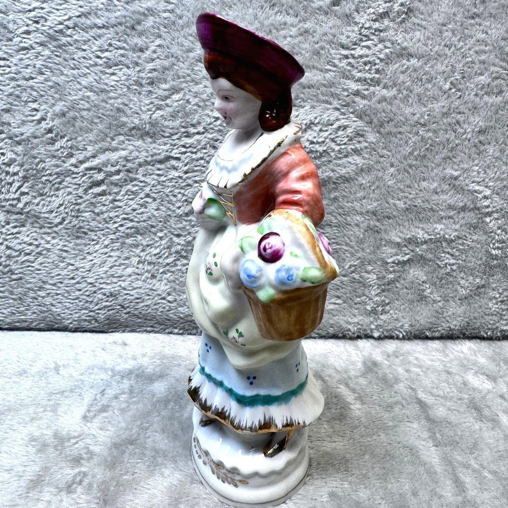 Vintage Victorian Lady Porcelain Figurine Vase Spill Holder Hand Painted Japan - Picture 2 of 6